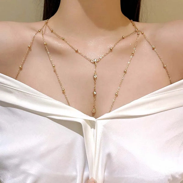 Rhinestone Tassel Body Chain